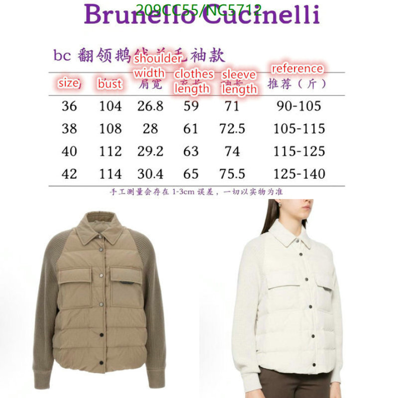 Brunello Cucinelli-Down jacket Women Code: NC5712 